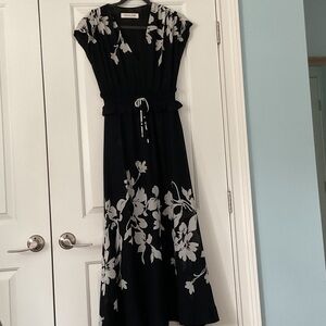 Taylor Black Maxi Dress with Light Gray Floral Print